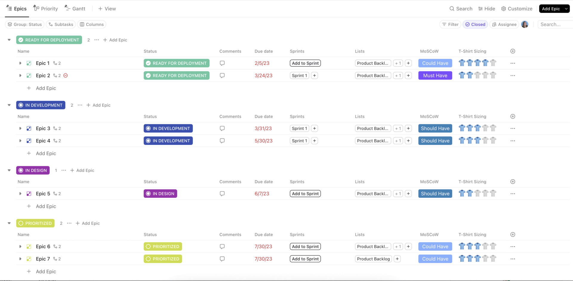 ClickUp Quick Start- Product Management Template