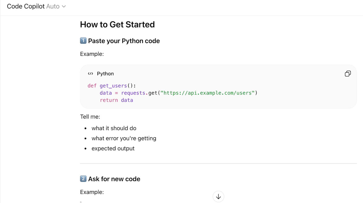 Code Copilot (Best for accelerating development and debugging for agency websites)
