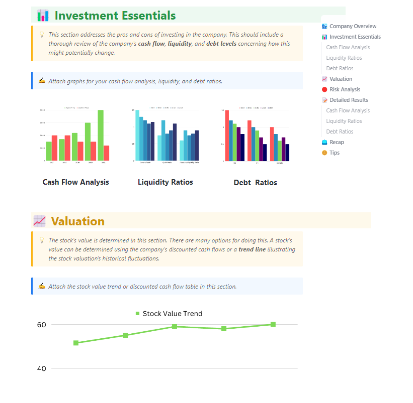 Modelo de Relatório de Análise Financeira da ClickUp