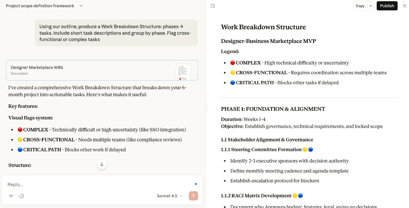 Generate a Work Breakdown Structure (WBS) inside Projects