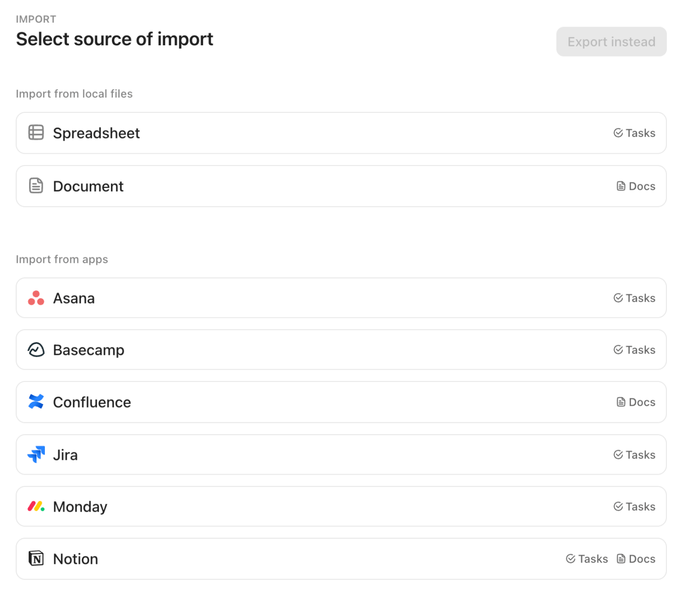 Import your data into ClickUp