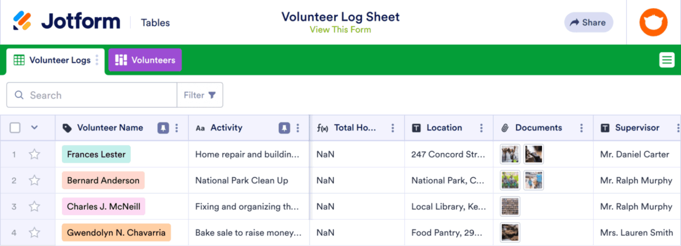 Jotform Volunteer Management Suite: Form based system to collect volunteer data and automate workflows seamlessly
