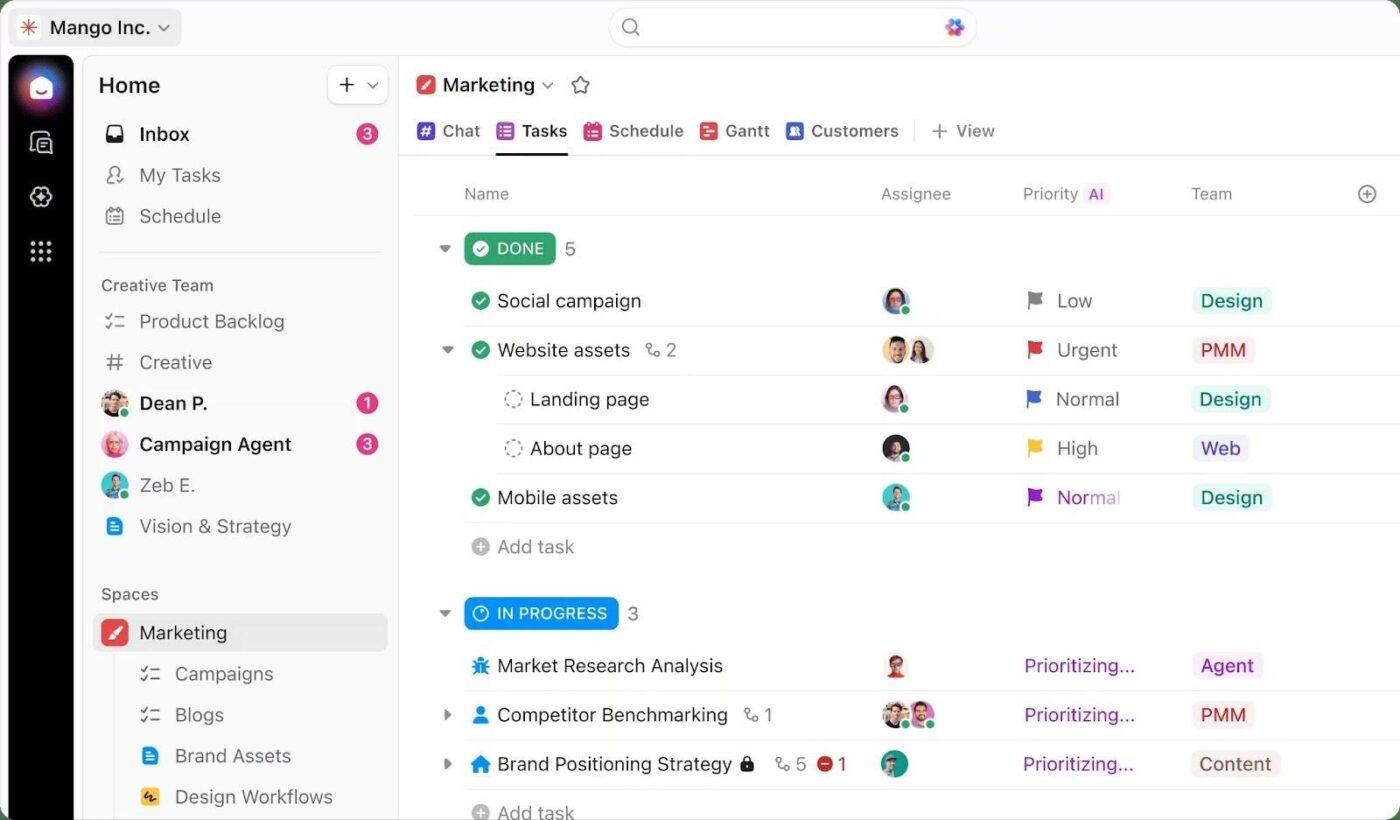 Keep your team aligned in a converged AI workspace with ClickUp