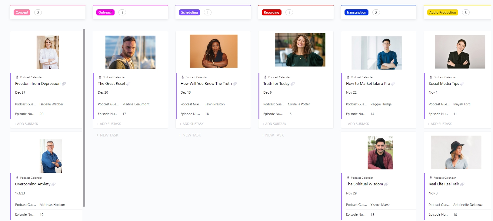 ClickUp's Podcast Calendar Template