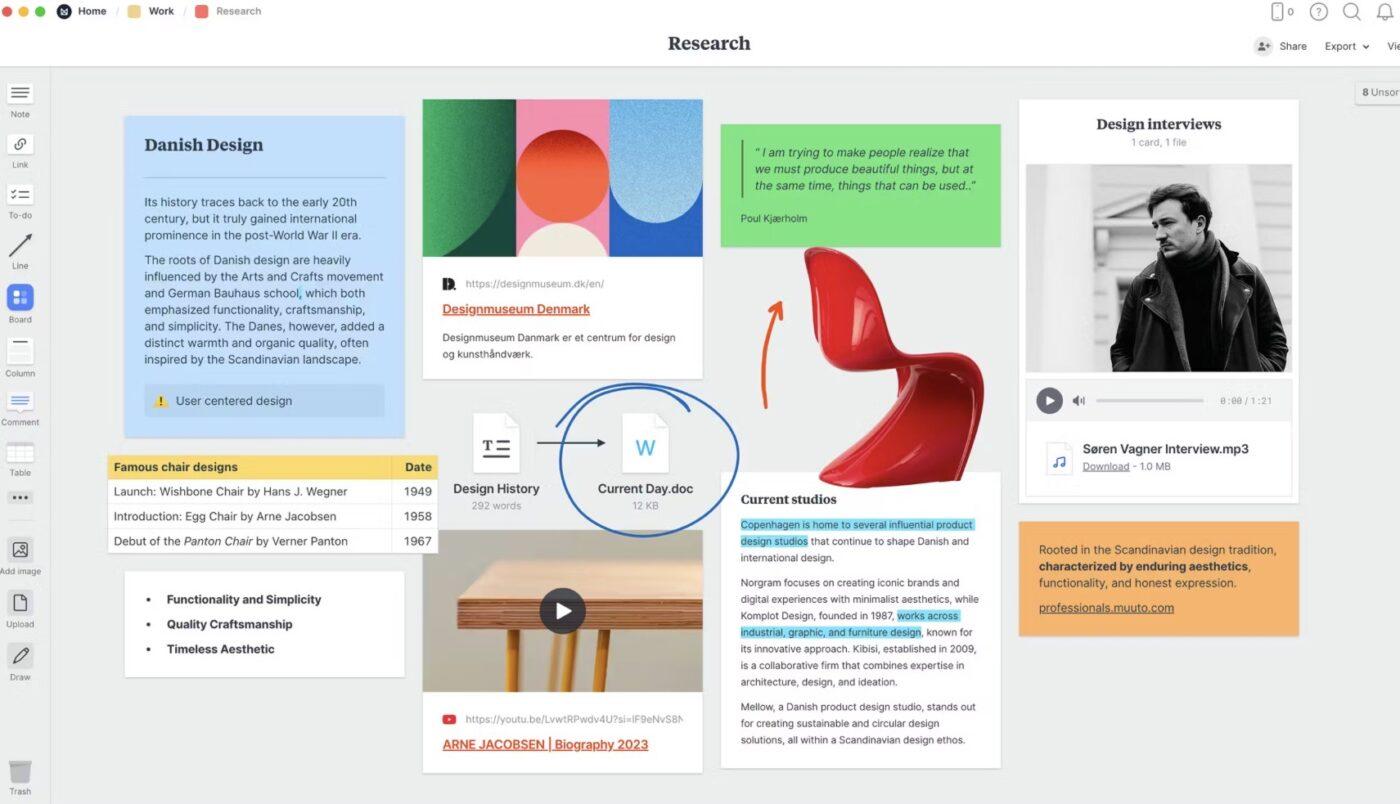 Milanote: Visual planning board inspired by creative layouts and sticky notes for brainstorming
