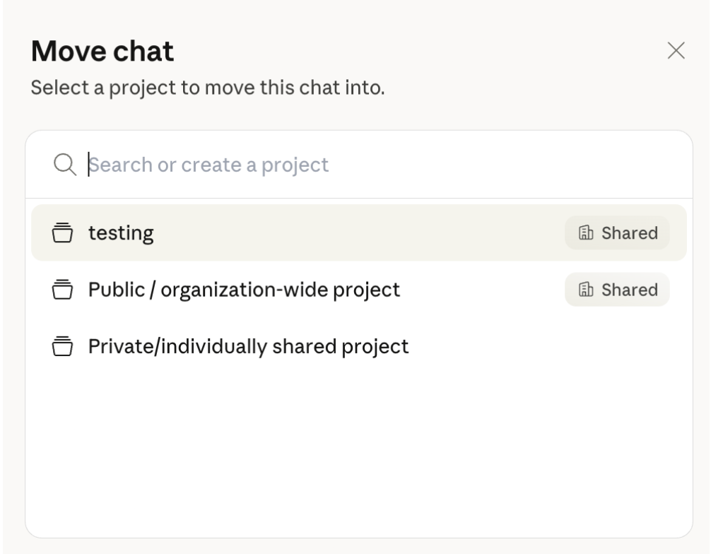 Move chats into projects