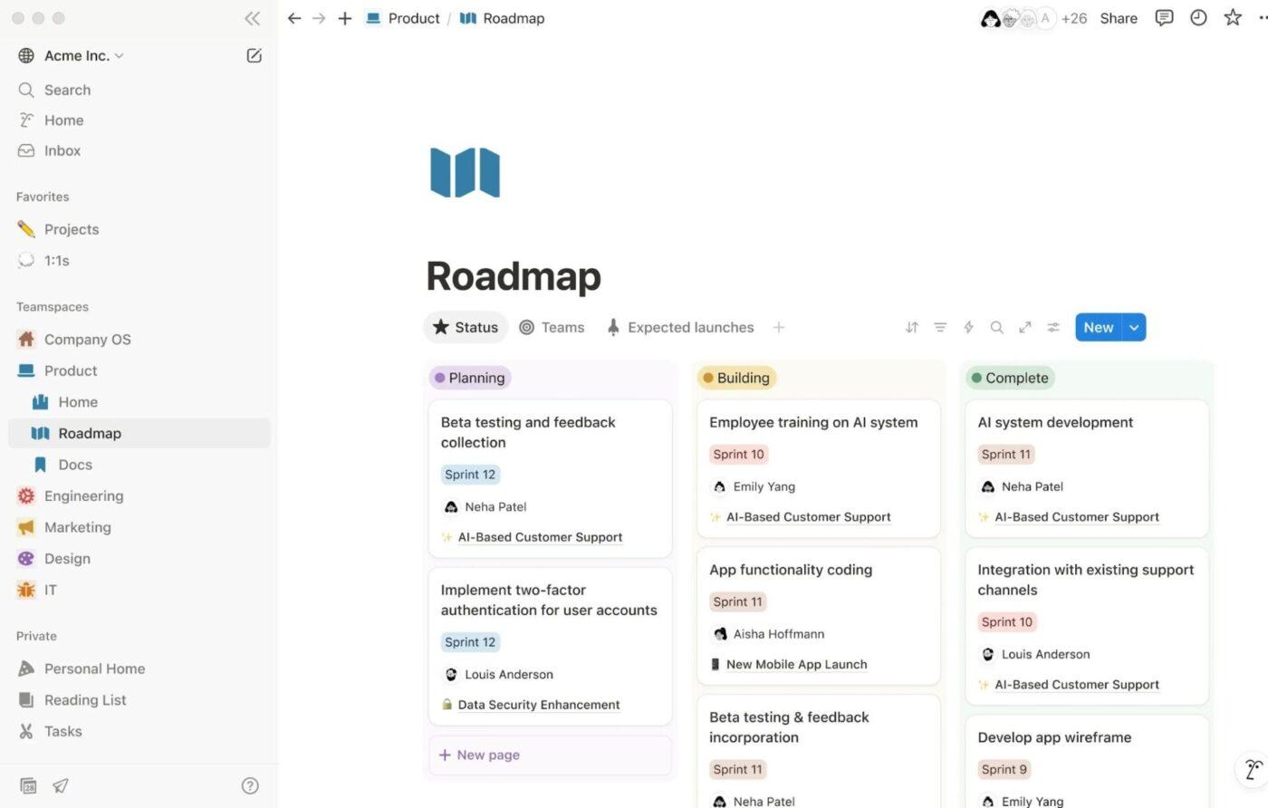 Notion: Flexible workspace to organize all this writing and manage various aspects of one project