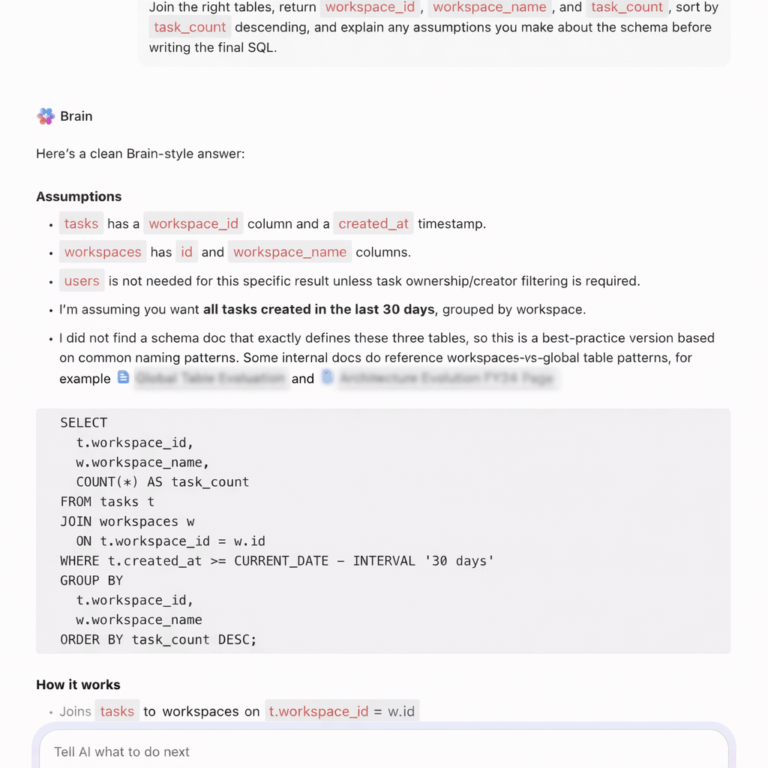 SQL Support with ClickUp Brain