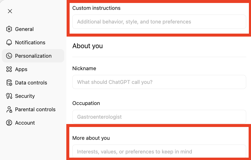 Hướng dẫn tùy chỉnh cho ChatGPT