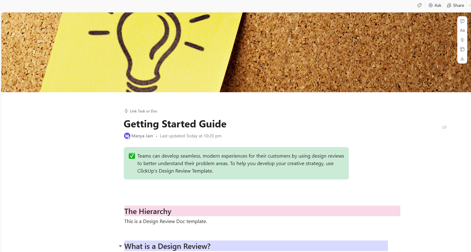 Design Review Template by ClickUp