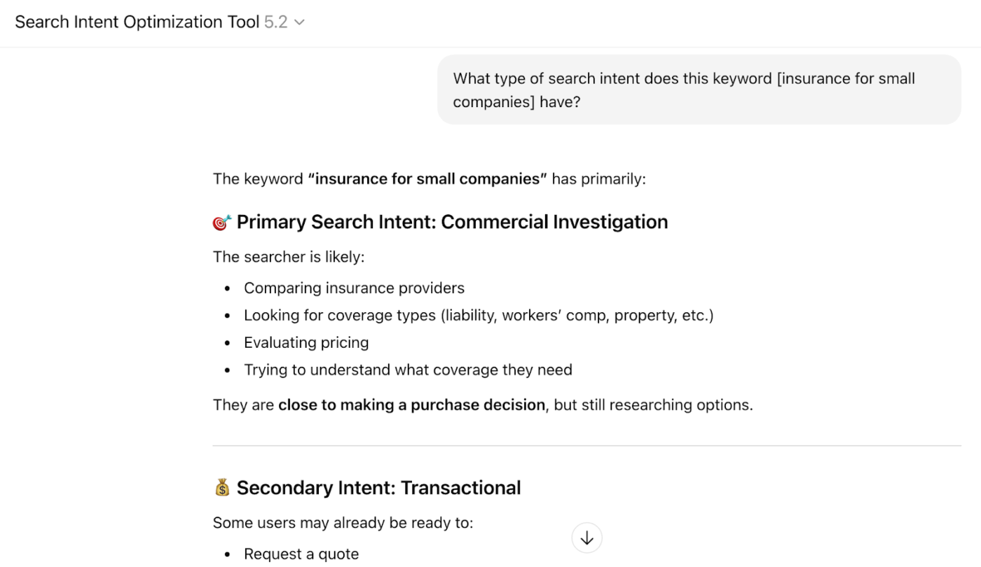Search Intent Optimization Tool GPT