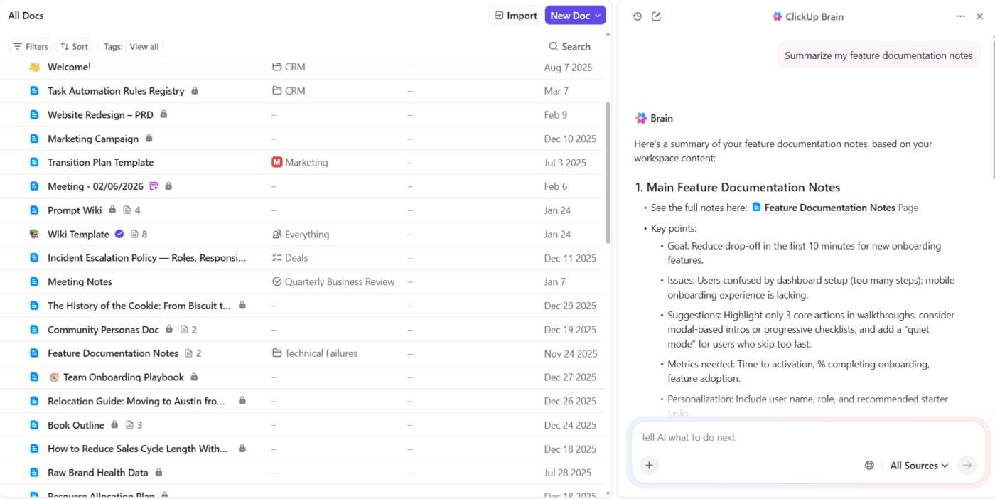 Speed up your coding workflows with ClickUp Brain