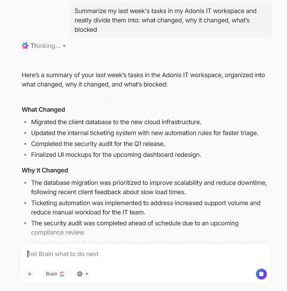 Understand in simple steps how your scattered dev context can be aligned for better results with ClickUp Brain
