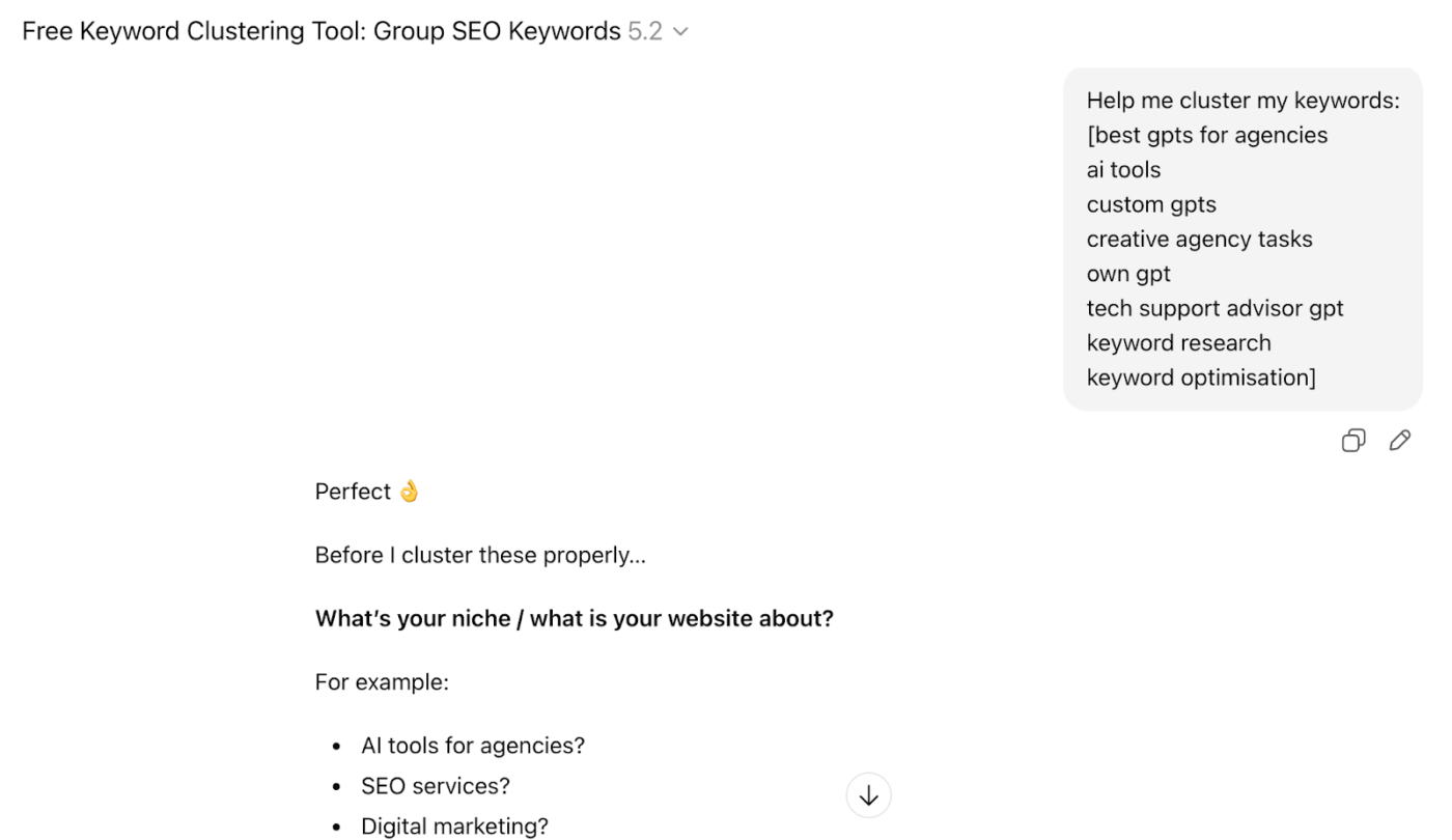 best gpts for seo- keyword clustering tool