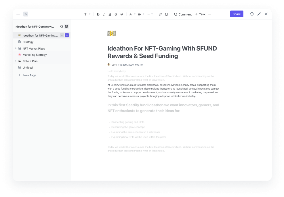 Using ClickUp Docs to centralize code documentation