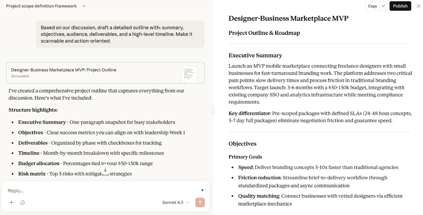 how to use claude for project management- get a crisp outline