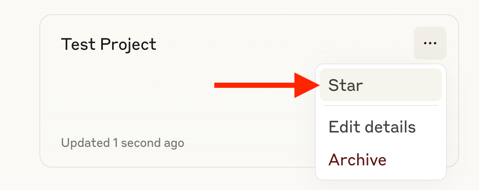 how to use claude for project management- star projects for quick access