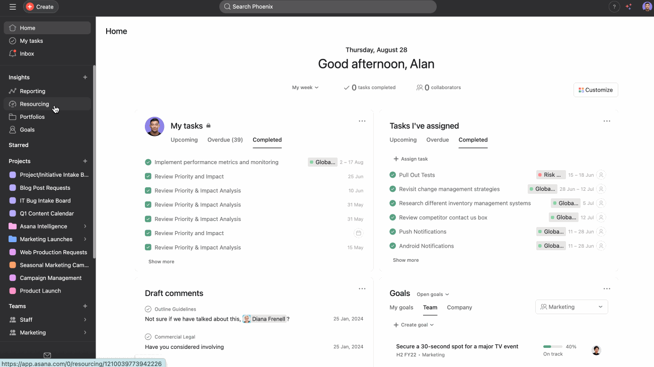 Asana: Intelligens munkaterhelés-kiegyensúlyozó eszközök