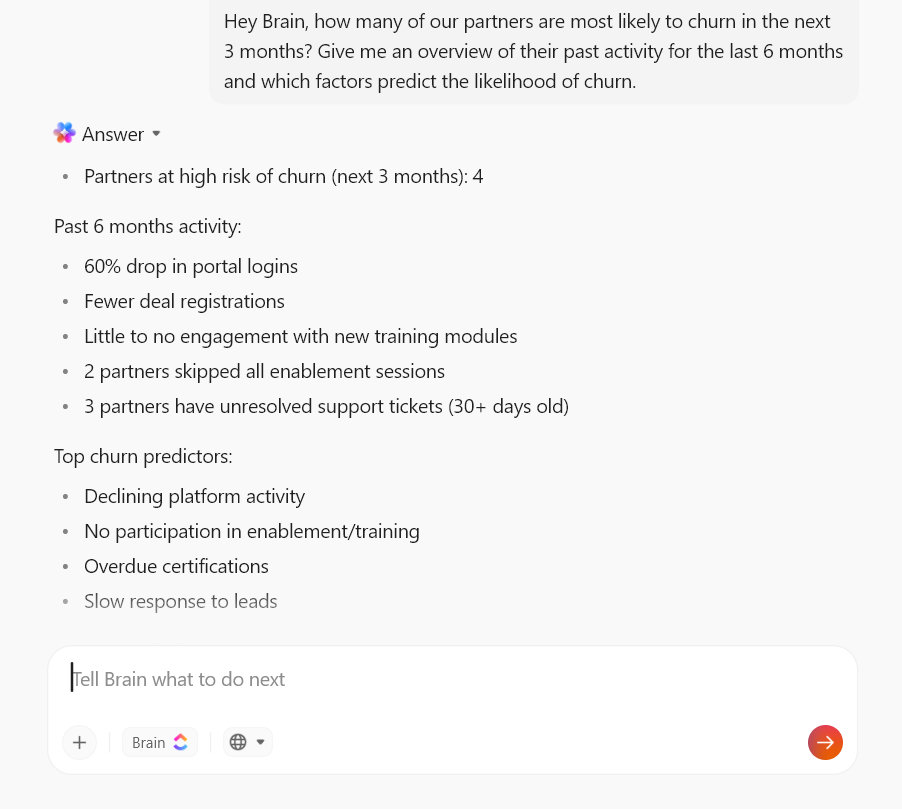 Vraag Brain om partnergegevens te analyseren