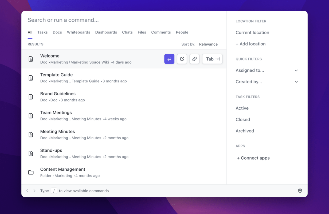 ClickUp Enterprise Search: pm software designed for non-technical users