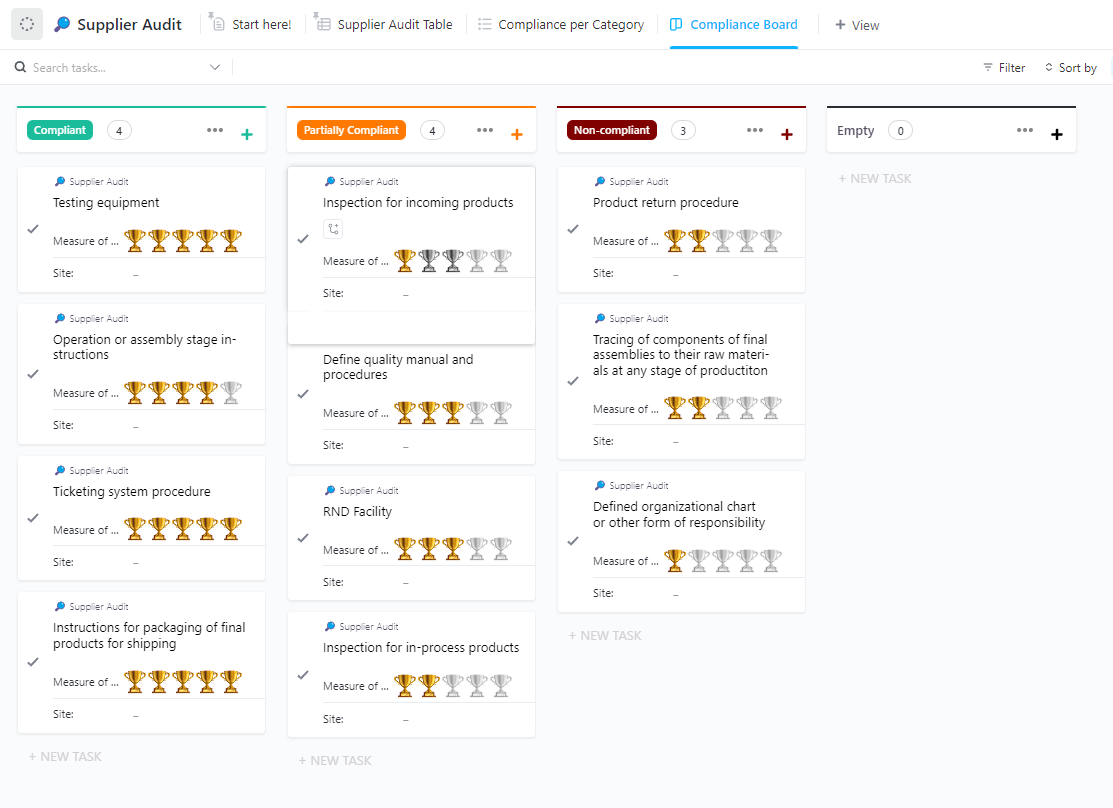 ClickUp Supplier Audit Template