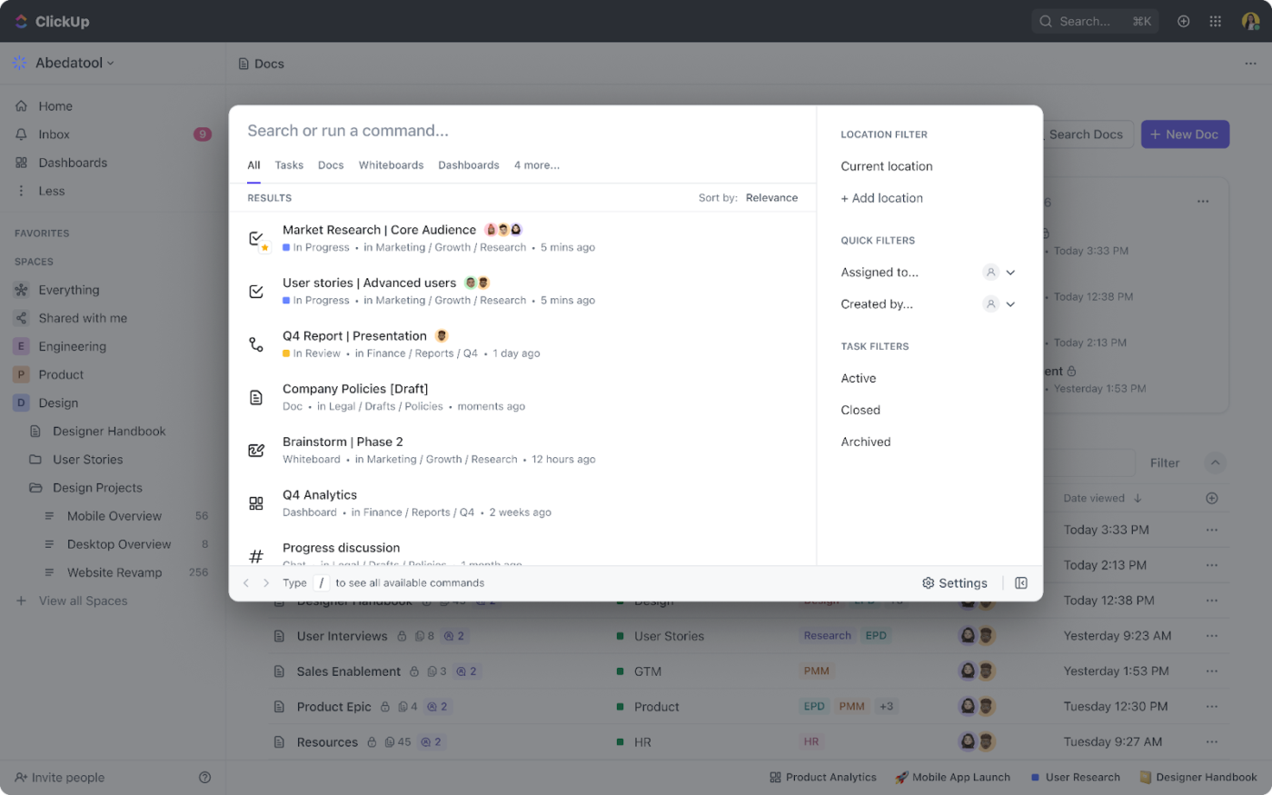 ClickUp Enterprise Search