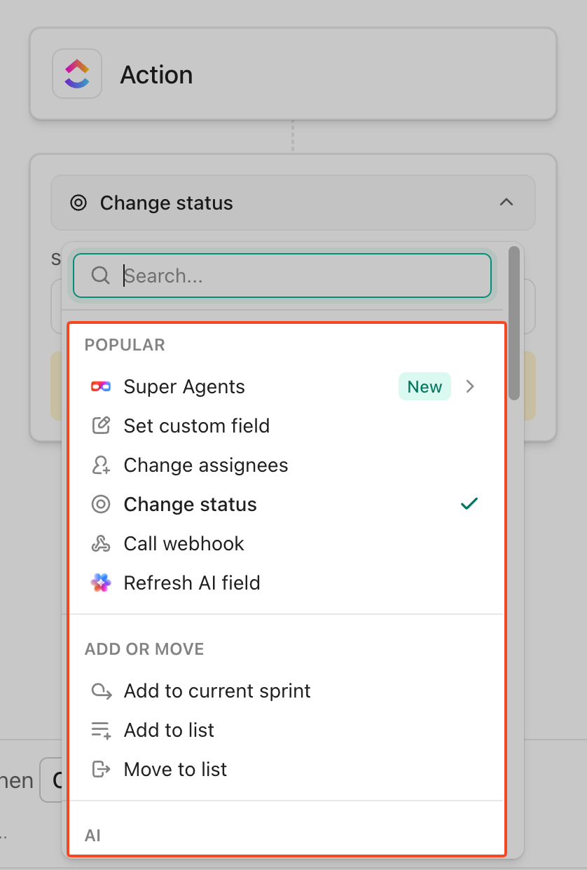 Select your preferred action