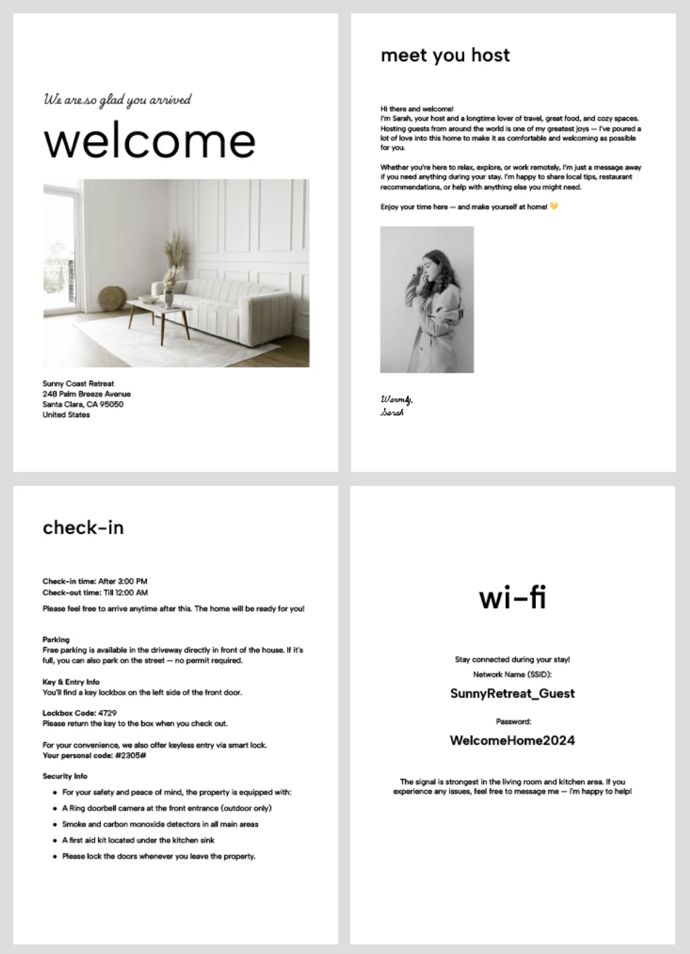 TheGoodDocs: AirBnB Welcome Book Template