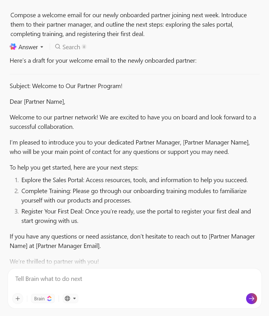 ClickUp Brain: hoe AI helpt bij partnerbetrokkenheid