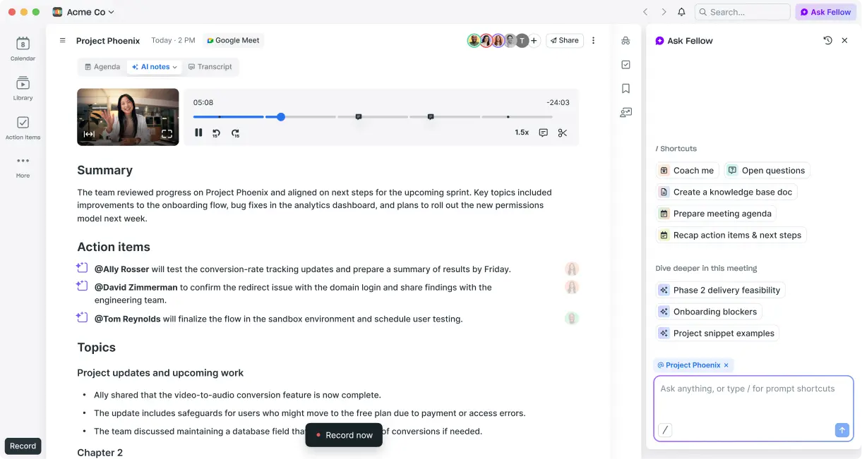 Fellow: AI Meeting Assistants for Small Business