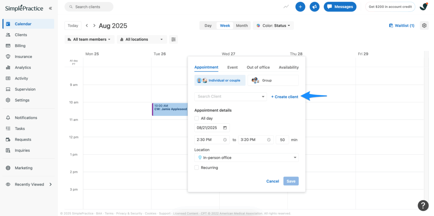 SimplePractice (Best for small behavioral health practices)