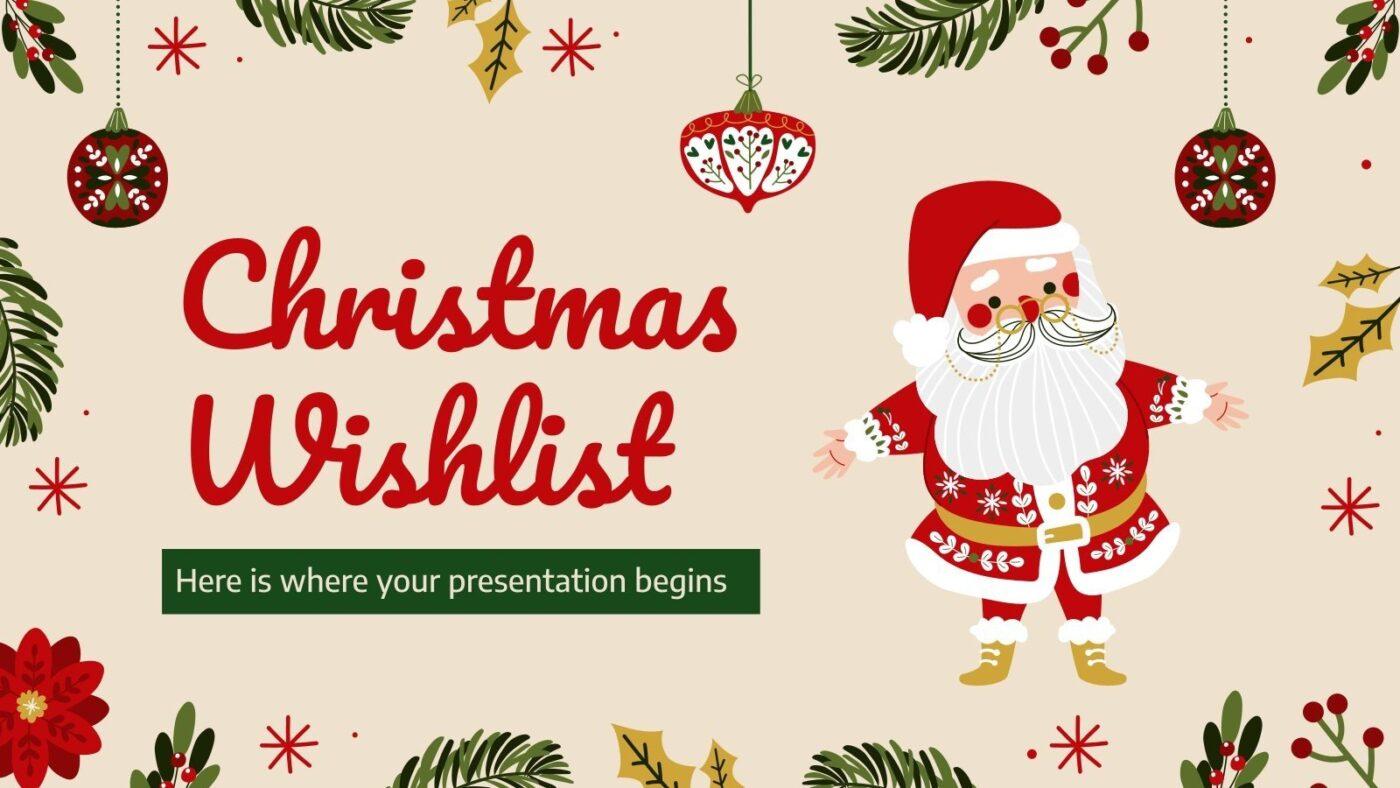 Slidesgo's Christmas Wishlist Presentation for Google Slides or PowerPoint