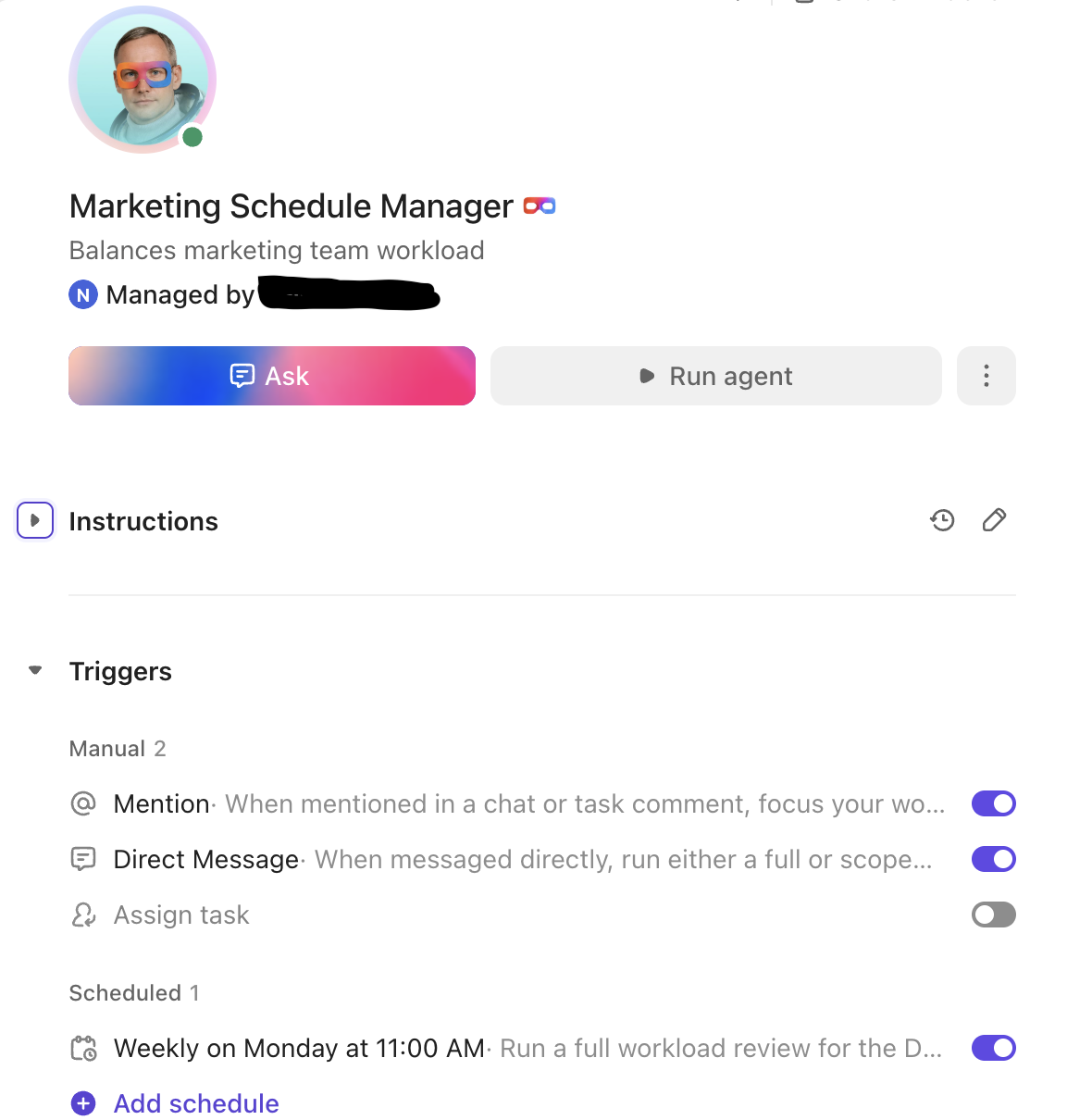 Team Schedule Manager Super Agent