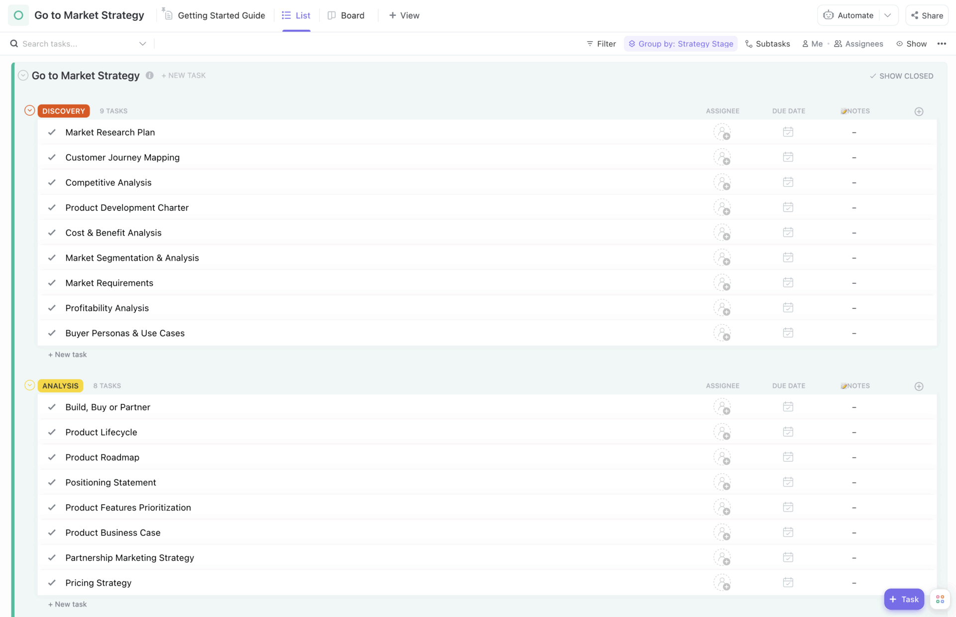 Go-To Market Strategy Template by ClickUp