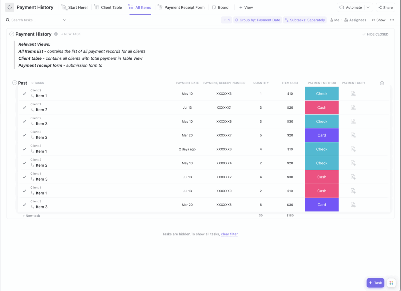 Payment History Template by ClickUp