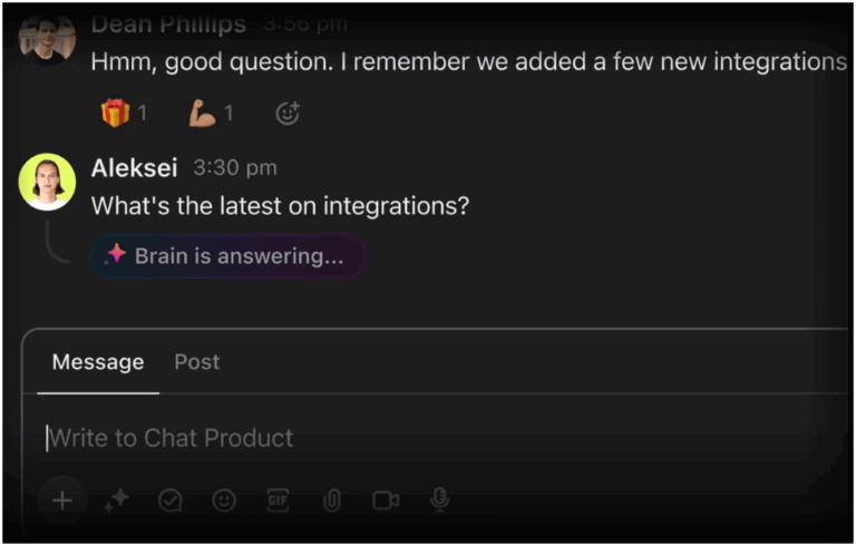 ClickUp Brain in Chat