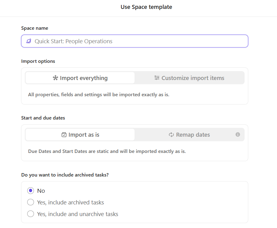 Quick Start: People Operations Template by ClickUp