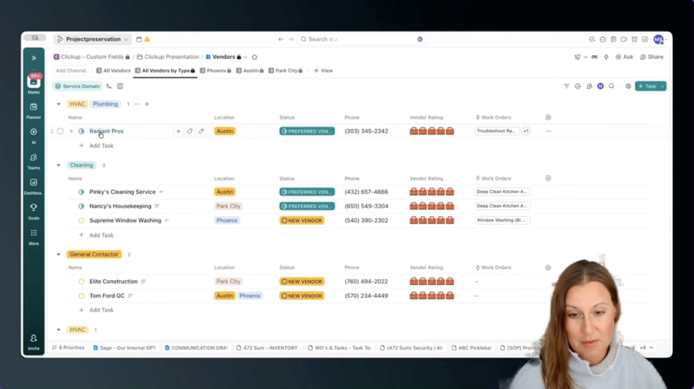 Grupuj dostawców według obszarów usług i przeglądaj połączone zlecenia bezpośrednio w widoku listy, co ułatwia zidentyfikowanie, którzy dostawcy zajmują się czym oraz gdzie koncentruje się praca
