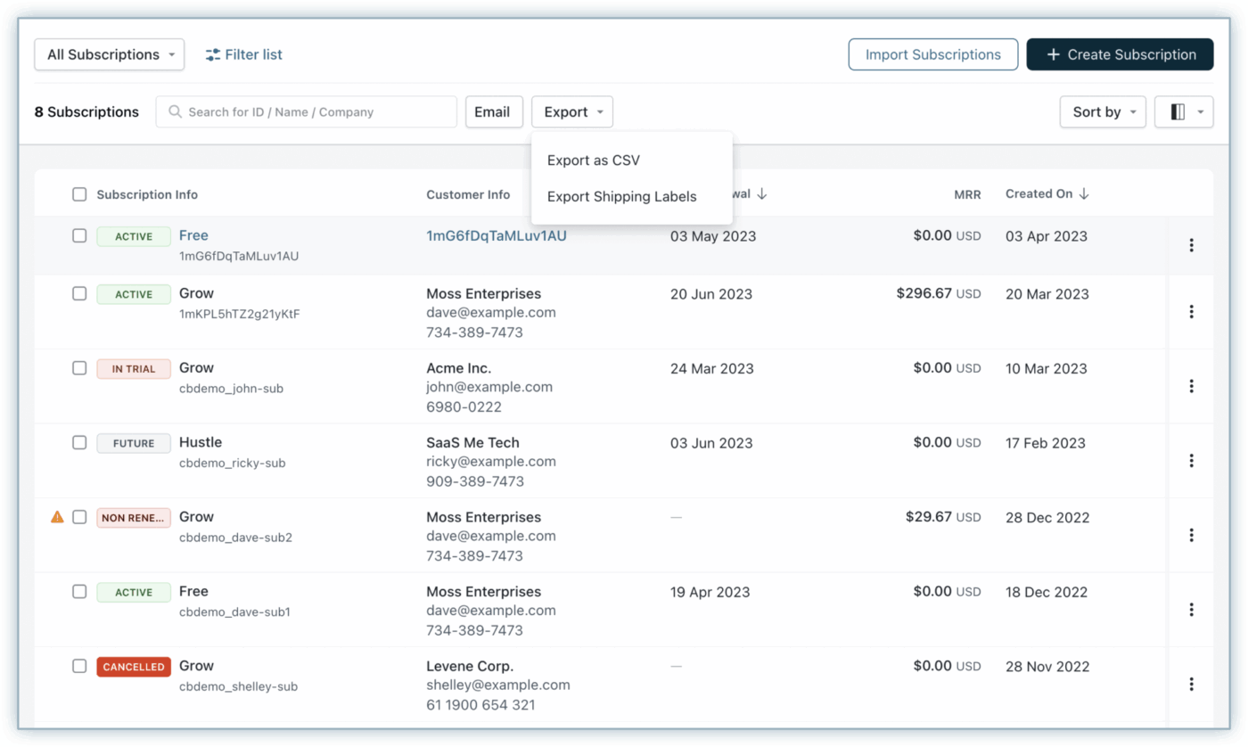 Manage subscriptions with Chargebee subscription management software