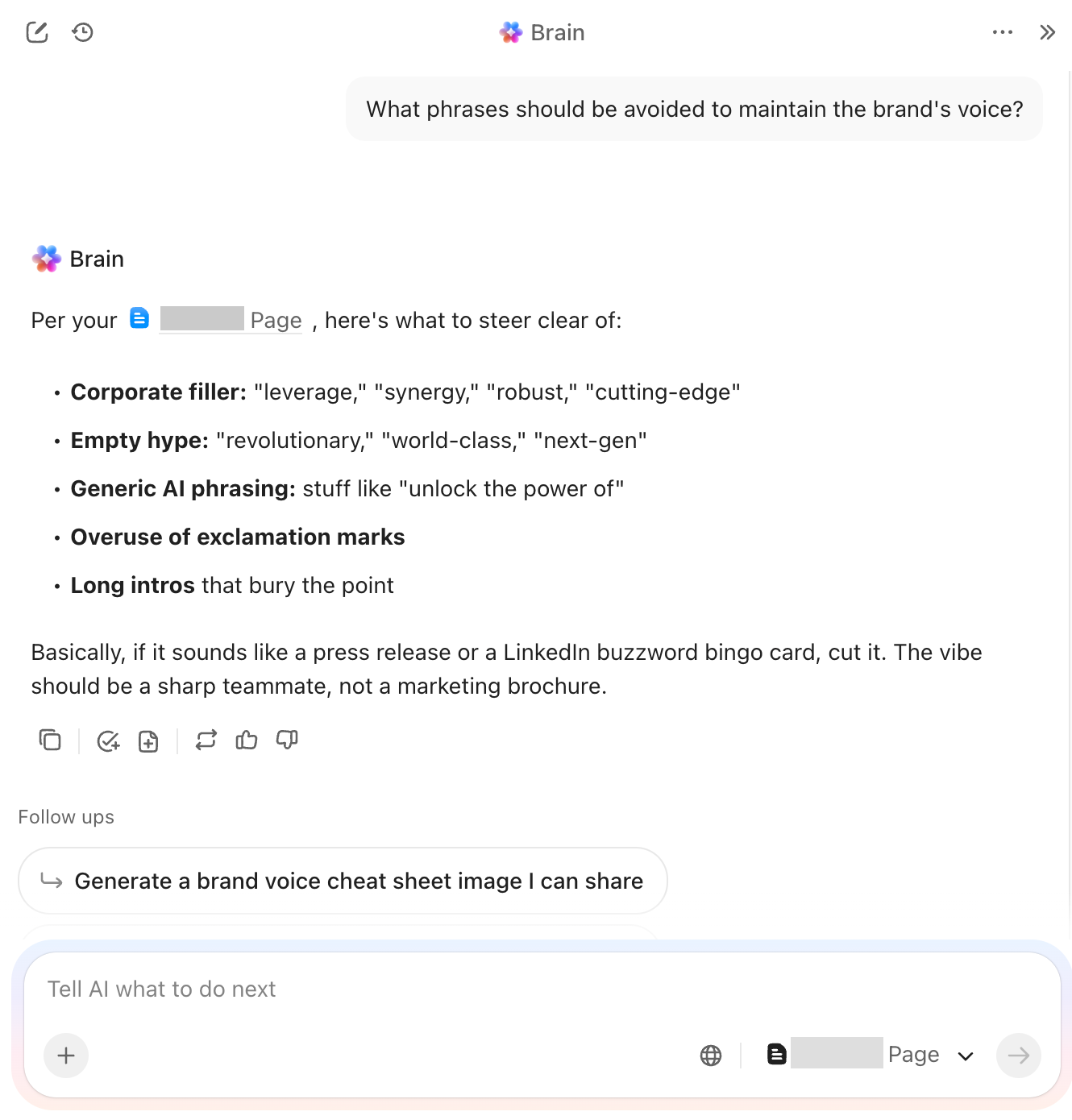 Refine draft tone and brand consistency with ClickUp Brain