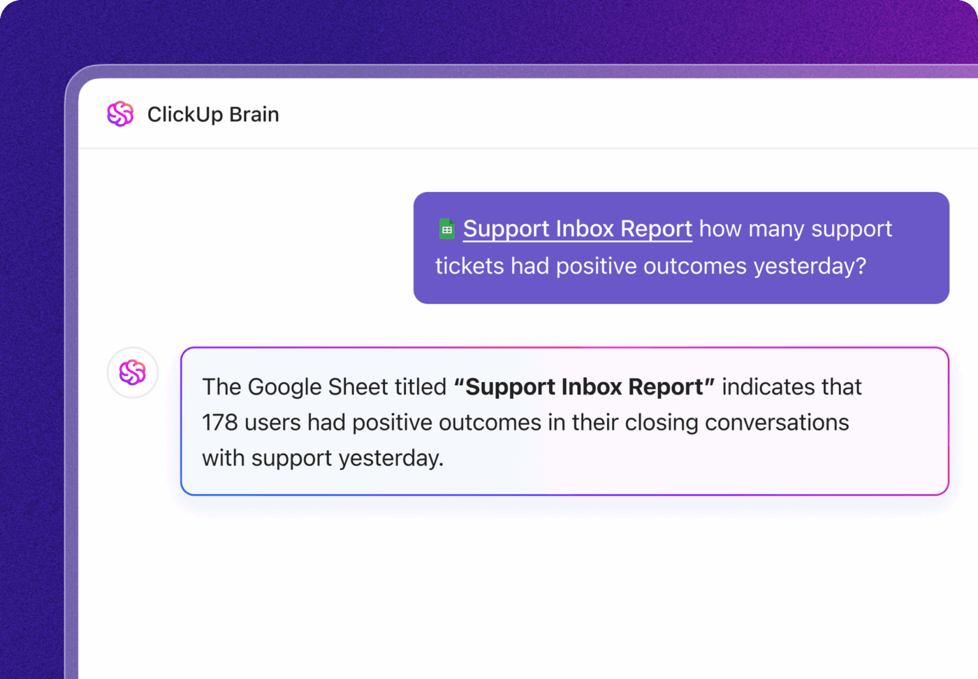 ClickUp Brain AI spreadsheet Ai experiment tracking template: ClickUp Brain