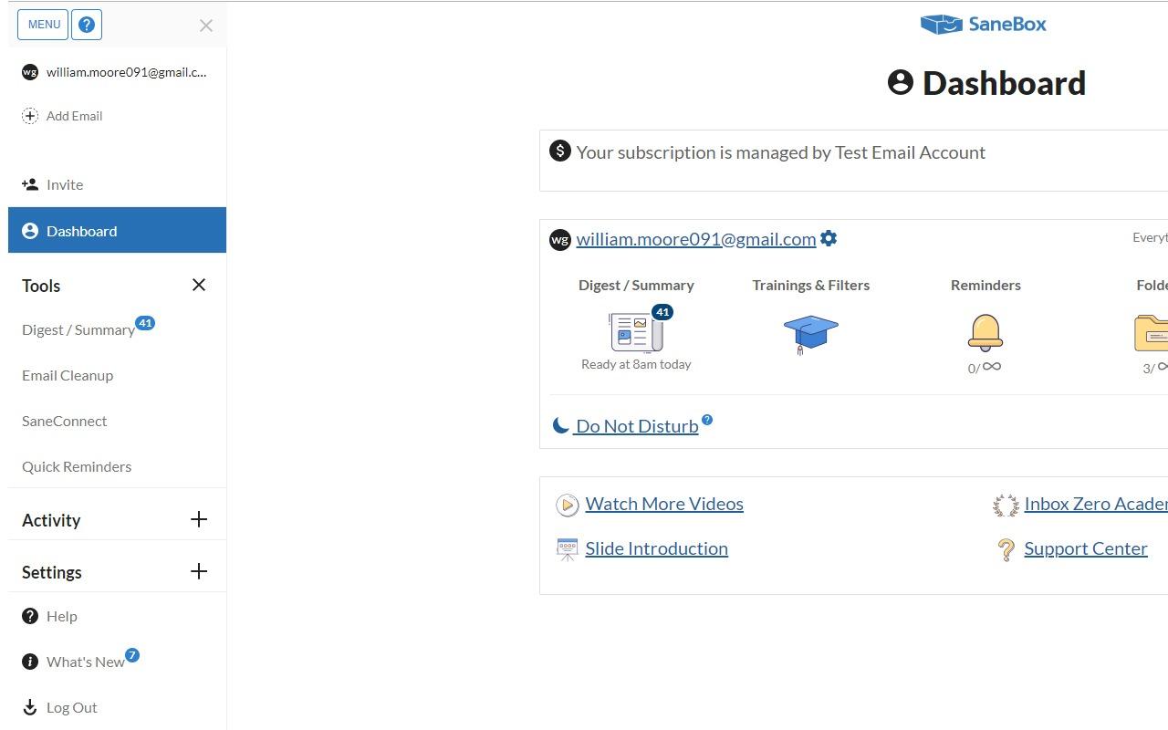 AI搭載のSaneBoxスマート電子メールフィルター
