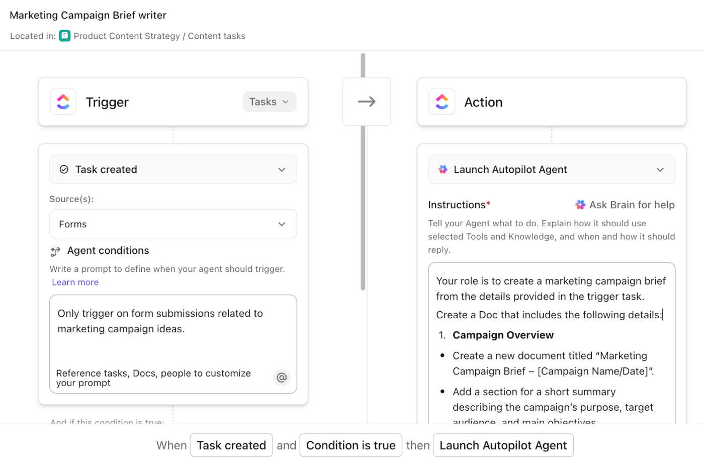 ClickUp Autopilot Agents in action