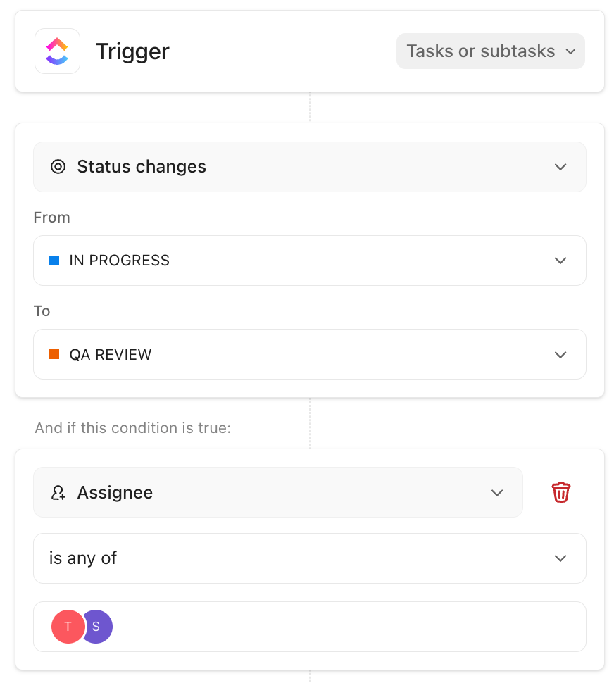 Use Automation Conditions in ClickUp to customize agentic triggers