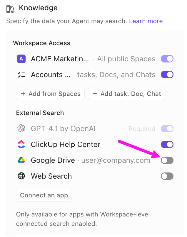 Limit sources for ClickUp Autopilot Agents