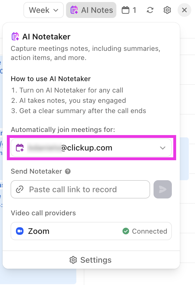 ClickUp AI Réunion Notetaker
