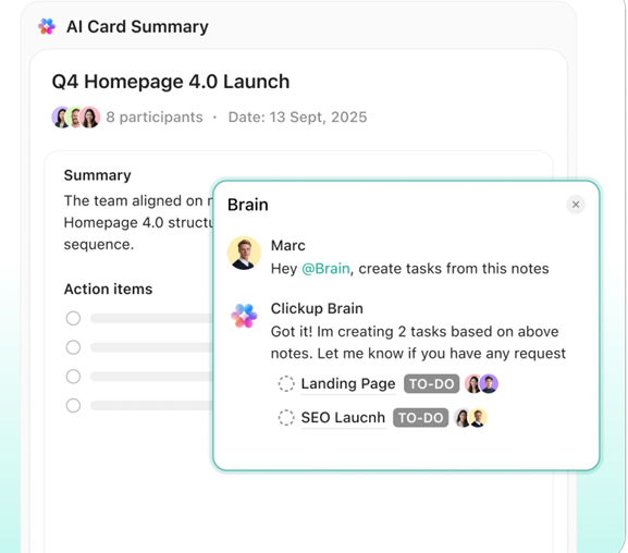 ClickUp Brain: أتمتة إنشاء المهام
