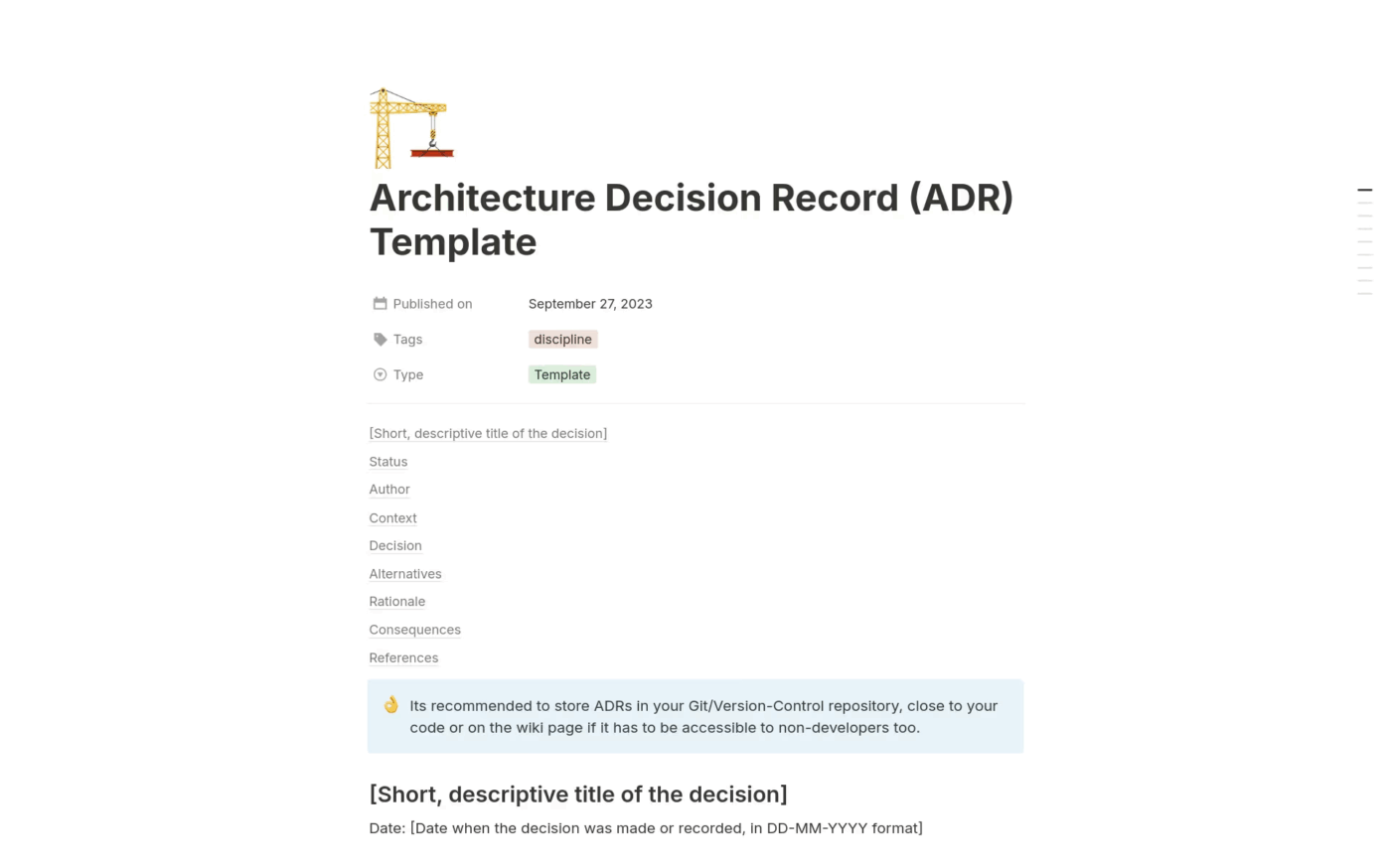 ADR Template by Notion