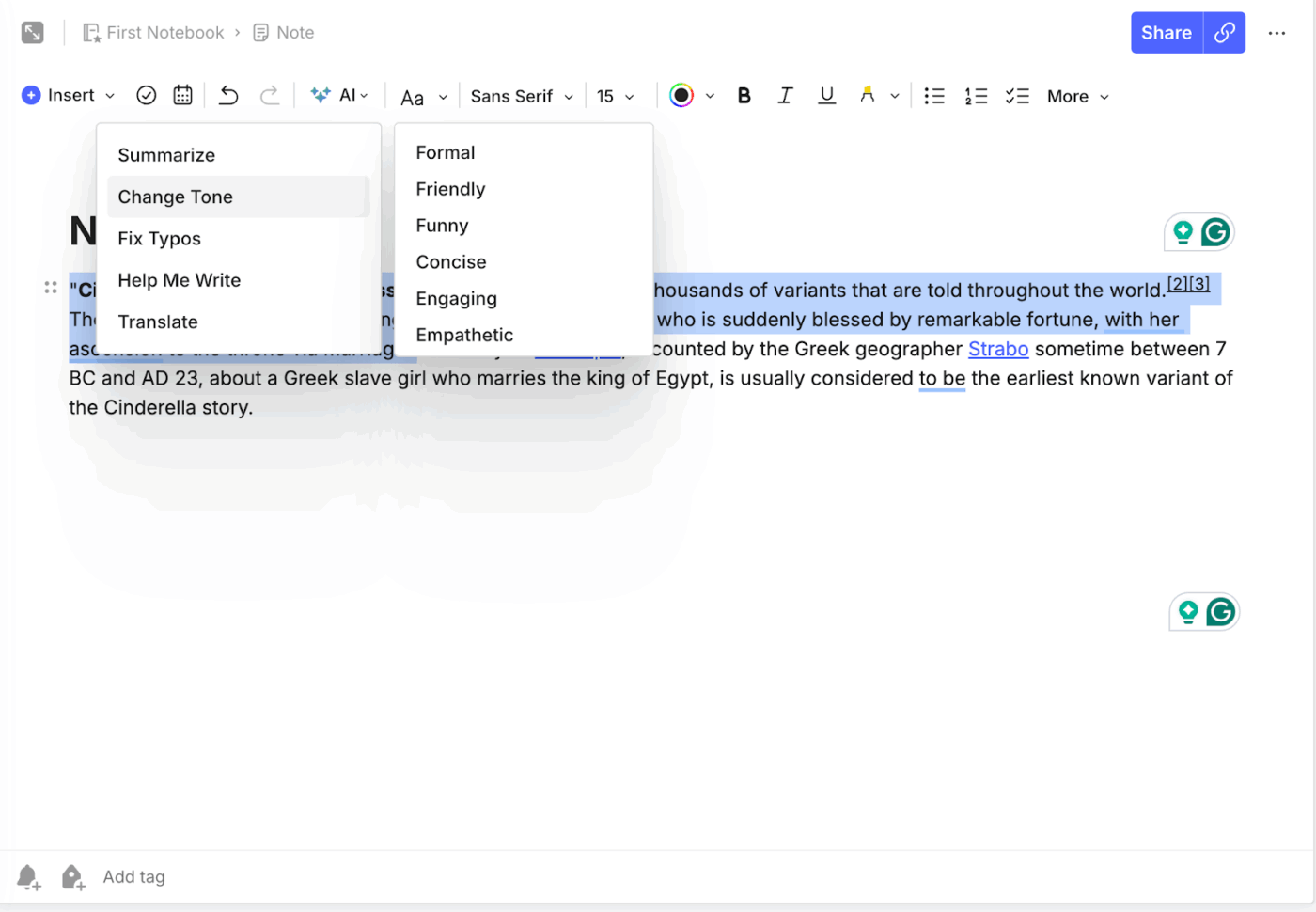 Evernote lets you control note sharing with restricted access, view-only links, or full edit permissions for collaborators