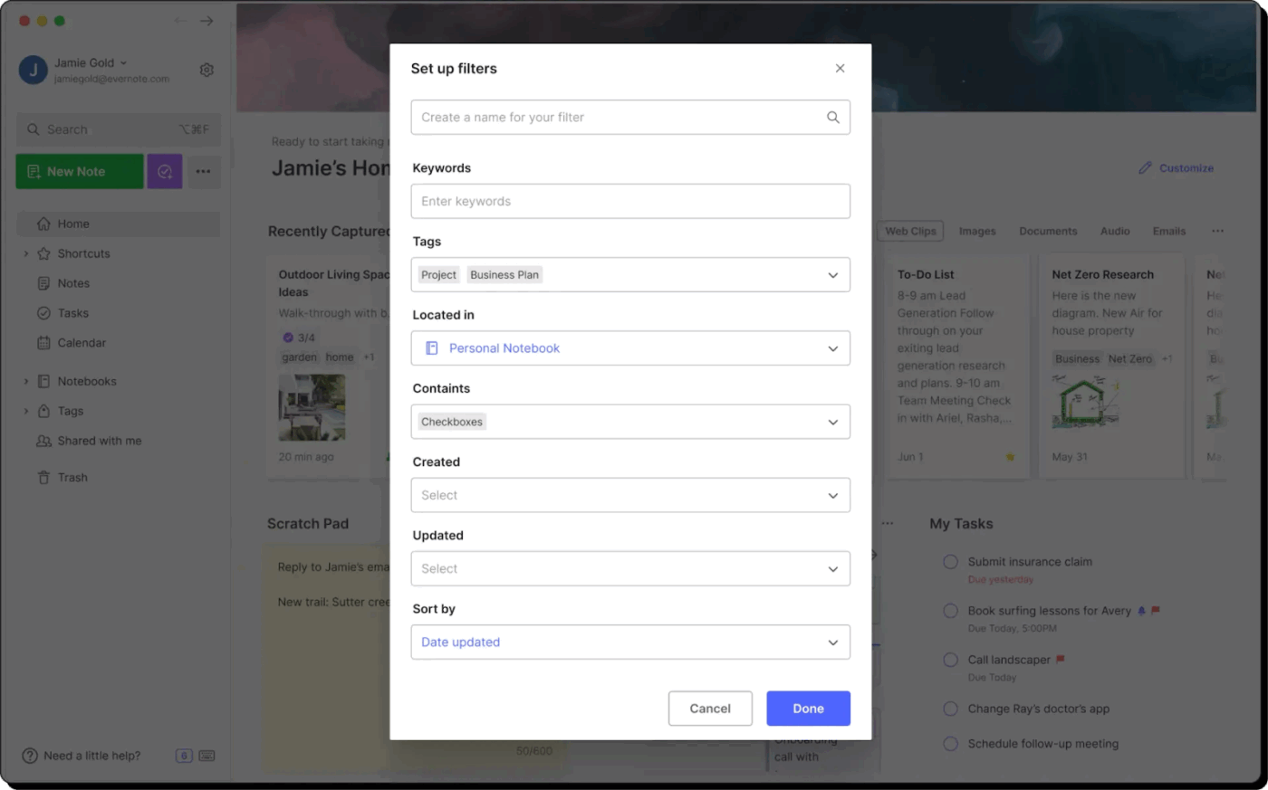 Evernote's built-in AI assistant can summarize notes, adjust tone, fix typos, and help with writing directly inside the editor